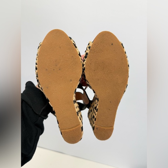 Robert Clergerie Black and Tan Wedge rattan Sandals with Ankle Strap size 8 - Picture 8 of 8